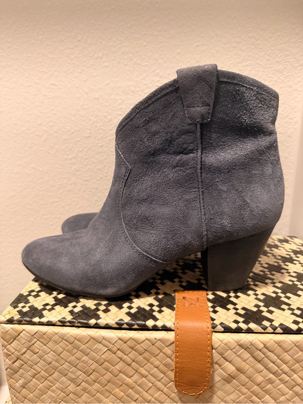 Ash Navy Suede Ankle Booties